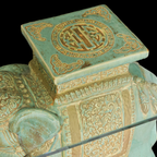 Vintage Design Tafel Olifant (en) Salontafel, Sidetable Olifanten Van Keramiek Zeegroen En Turquoise. thumbnail 4