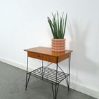 String Teak Kastje Met Lade En Stalen Poten, Nachtkastje thumbnail 6