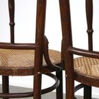 Super Leuke Set Van 4 Originele Antieke Thonet Bistro Stoelen Met Gematte Zittingen thumbnail 12