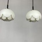 Pair Of Two Frosted Glass Artichoke Pendant Lights By Peill And Putzler 1970 thumbnail 5