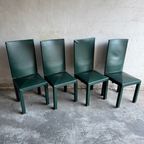 Set Fo 4 Arcadia Green Leather Chairs By Paolo Piva For B&B Italia thumbnail 2