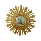Vintage Zonnespiegel Sunburst Spiegel Convex Goud Hars 48Cm thumbnail 2