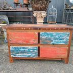 Kleurrijk Tv Meubel, Sidetable, Console Gemaakt Van Sloophou thumbnail 5