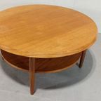 Vintage Mid Century Houten Salontafel, Rond thumbnail 3