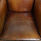 Set Van Twee Stoere Vintage Schapenleren Art Deco Stijl Design Fauteuils thumbnail 17