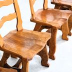 Brutalist Eetkamerstoelen | Vintage Stoelen | Jaren 50 | Eiken thumbnail 5