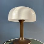 Bruine En Witte Space Age Mid Century Mushroom Tafellamp thumbnail 7