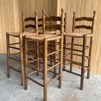 Vintage Farmhouse Stijl Rieten Barkrukken 1960 5 Stuks thumbnail 3