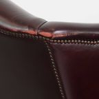 Set Van 2 Mooie En Comfortabele Bordeauxrode Rundleren Oorfauteuils In Engelse Stijl thumbnail 17