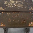 Tijdloze En Elegante Set Van 2 Vintage Japans Lakwerk Bijzettafeltjes thumbnail 6