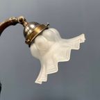 Antieke Art Nouveau Tafellamp Met Matglazen Kapje thumbnail 6