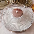 Vintage Draaiplateau Snackschaal Glas Chroom thumbnail 4