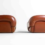 Mid Century Set Van 2 Leren ‘capriccio’ Lounge Fauteuils Door George Bighinello thumbnail 5