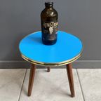 Blue Formica Round Vintage Plant Table 1960S thumbnail 4