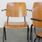 Set Van 4 Leuke Vintage Jaren ’60 Dutch Design Marko School/Kantine/Eetkamerstoelen Met Armleunin thumbnail 8