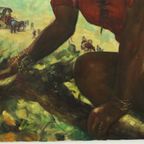 Groot Schilderij Zigeunerin Jonge Vrouw Olieverf Op Doek 1964 thumbnail 6