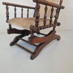 Antieke Houten Schommelstoel Engels. thumbnail 5