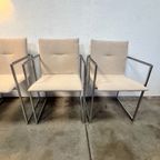 Vier Arco Frame Eetkamerstoelen, Crème Bekleding, Burkhard Vogtherr thumbnail 2