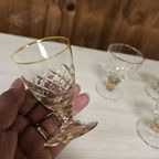Antieke Wijnglaasjes Kristal Ruitslijpsel  Gouden Randje (Set Van 6) | thumbnail 7