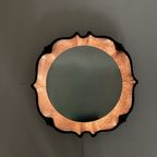 Mid-Century Round Backlit Brown Ceramic Wall Mirror From Pan Keramik, Germany, 1970S thumbnail 7