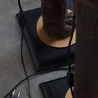 Set Van 2 Prachtige Unieke Handgesneden Antieke Houten Staande Lampen Met Leeuwenkoppen thumbnail 11