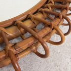 Ronde Vintage Spiegel Met Bamboe Rand In De Stijl Van Franco Albini thumbnail 8