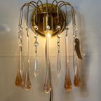 Wandlampen Set Murano Teardrop Vintage Design Messing Frame Kristal thumbnail 8