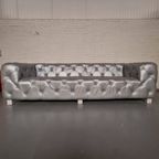 Hauxley 3-Zits Classic Chesterfield Bank – Zilver, Leer thumbnail 7