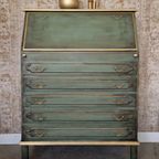 Groen Secretaire/ Vintage Kast In Donker Groen/ Kast Met Lades thumbnail 2