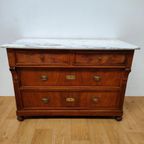 Vintage Frans Dressoir Commode Ladekast Badkamermeubel Met Marmer Blad 703 thumbnail 12