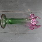 Vintage Murano Glazen Vaas Groen Wijnrood thumbnail 7