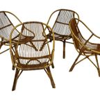 Vintage Set Van 4 Rotan Fauteuils Rohe Noordwolde 1960 thumbnail 6