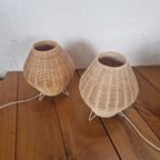 2 Rotan Atomic Stijl Tafellampen Ibiza Boho thumbnail 3