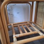 Rotan/Rieten Bijzettafeltje Met Gerookte Donker Glas In Zeer Mooie Staat thumbnail 4