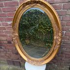 Vintage Ovale Grote Spiegel Gouden Rand thumbnail 4