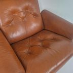 Vintage Deense Fauteuil Cognag Leer thumbnail 4