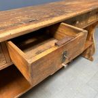 Rustieke Beschilderde Grenen Houten Toonbank Met Laden thumbnail 16