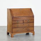 Antieke, Grote Engelse Eikenhouten Secretaire Eind 18e/begin 19e Eeuw Met Een Getrapt Interieur E thumbnail 2