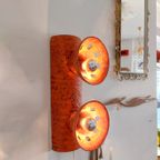 Vintage Keramieken Brutalist Oranje Wandlamp Lamp thumbnail 11