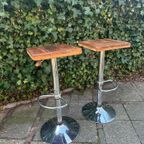 Vintage Barkruk Massief Houten Zitting 2 Stuks thumbnail 8