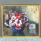 M.Steenbruggen. Stilleven Met Bloemen In Een Blauwe Vaas. thumbnail 5
