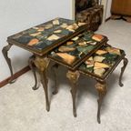 Vintage Nesting Tables / Mimiset Met Onyx Bladen Regency Stijl thumbnail 4