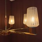 Teak & Messing Hanglamp Met Glazen Kapjes thumbnail 8