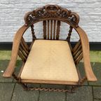 Antiek Eiken Stoel Met Armleuningen, Totale Hoogte 80 Cm thumbnail 7