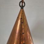 E.s. Horn Aalestrup Koperen Gehamerde Cone Lamp. Vintage thumbnail 4