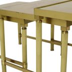 Design Set Van 3 Nesttafels Messing Koper Glas Goud Stijl Maison Jansen thumbnail 9