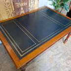 Klassieke Engelse Schrijftafel, Partnerdesk, Dubbelzijdig Lichte Leeftijdsgebonden Gebruikssporen, Afm. 160x90cm En 80cm Hoog. thumbnail 5