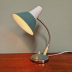 Vintage Bureaulamp Van Blauw En Wit Gelakt Metaal thumbnail 14