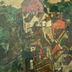 Egon Schiele Art-Print Van Schilderij Landscape At Krumau thumbnail 3