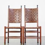 Set Van 6 Schuitema Eetkamerstoelen Uit De Shaker Collectie Met Gevlochten Leren Zitting En Rugle thumbnail 3